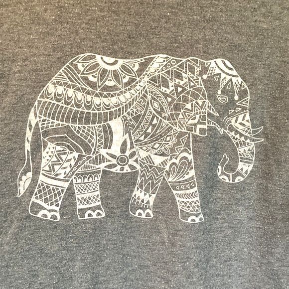 Zoe+ Liv ELEPHANT Gray Blue Sweatshirt Pullover Lightweight Fleece XL - Picture 2 of 10